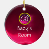 THUMBELINA PINK RUBY HEART MONOGRAM DEUR HANGER KERAMISCH ORNAMENT (Achterkant)