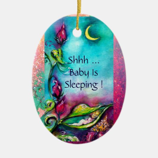 THUMBELINA PINK RUBY MONOGRAM DEUR HANGER KERAMISCH ORNAMENT (Voorkant)