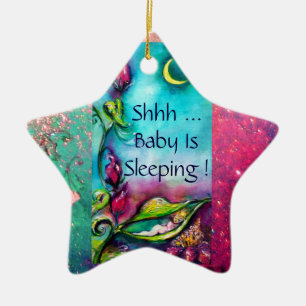 THUMBELINA PINK RUBY STAR MONOGRAM DEUR HANGER KERAMISCH ORNAMENT