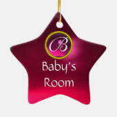 THUMBELINA PINK RUBY STAR MONOGRAM DEUR HANGER KERAMISCH ORNAMENT (Achterkant)