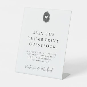 Thumbprint Keepsake instructies bruiloft Reclamebord Met Voetstuk