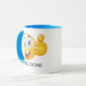 Thumbs Up Emoji Goed gedaan Glimlachend Gezicht Ge Mok (Voorkant links)