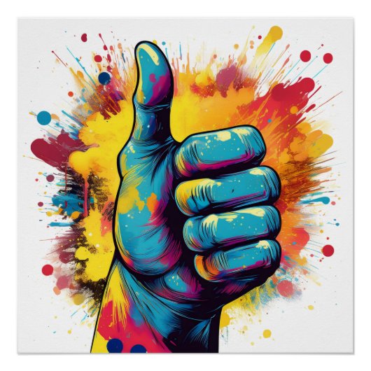 Thumbs Up Explosion - Vetgedrukte en speelse Pop A Perfect Poster (Voorkant)