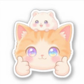 Thumbs Up Kitten & Hamster Sticker (Devant)