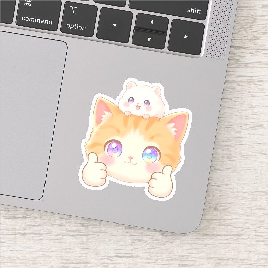 Thumbs Up Kitten & Hamster Sticker (Détail)