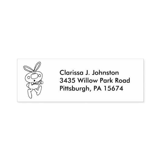 Thumbs Up Rabbit Drawing Big Nose Bow Stropdas Zelfinktende Stempel (Design)