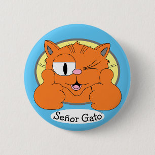 Thumbs up Señor Gato Winking Cartoon Cat Ronde Button 5,7 Cm