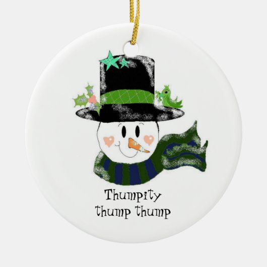 Thump Thump Thump - Snowman Keramisch Ornament (Voorkant)