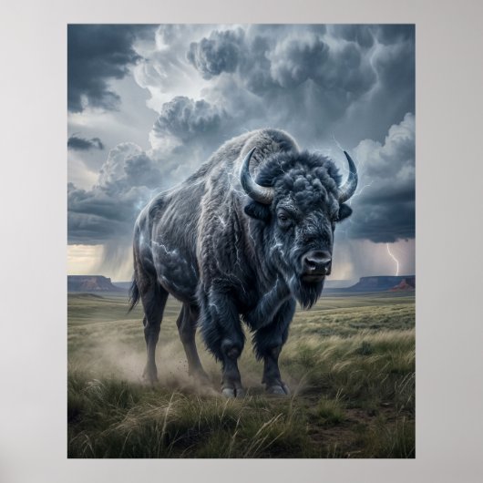 Thunder Bison Storm Prairie Poster (Voorkant)