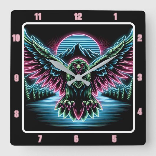 Thunder Falcon Luminous uurwerk Vierkante Klok (Voorkant)