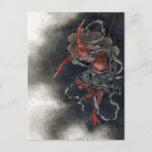 "Thunder God" van Hokusai Briefkaart (Voorkant)