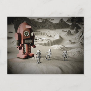 Thunder Robot en Speelgoed Spacemen Retro Styled P Briefkaart