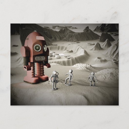 Thunder Robot en Speelgoed Spacemen Retro Styled P Briefkaart (Voorkant)