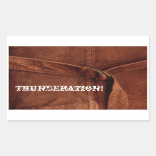 THUNDERATION! ouderwetse witte lettertype op Suede Rechthoekige Sticker