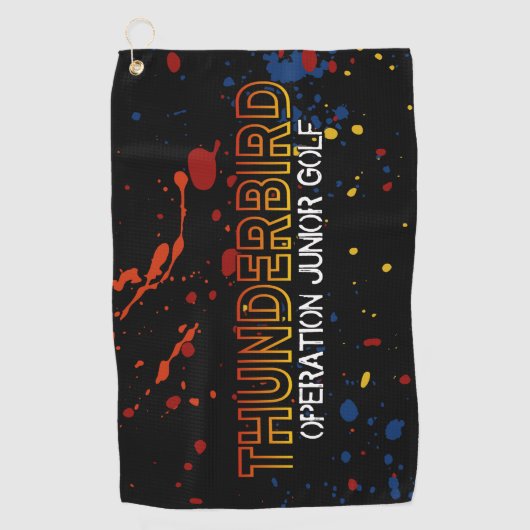 Thunderbird Golf Junior Tour Handdoek – Zwarte Spl (Voorkant)