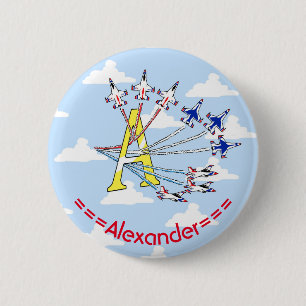 Thunderbirds Blauwe Lucht letter A Initiele Badge Ronde Button 5,7 Cm