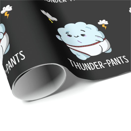 Thunderpants Funny Cloud Weather Pun Dark BG Cadeaupapier (Rol Hoek)