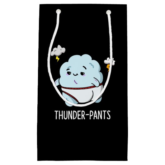 Thunderpants Funny Cloud Weather Pun Dark BG Klein Cadeauzakje (Voorkant)