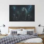 Thunderstorm Guardian White Tiger Family | ManJian Canvas Afdruk (Insitu (Slaapkamer))