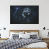 Thunderstorm King White Tiger – Fantasy Art Canvas Afdruk (Insitu (Slaapkamer))