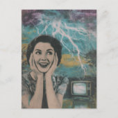 Thunderstorm Retro Woman Briefkaart (Voorkant)