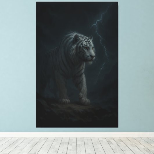 Thunderstrike White Tiger – Stormborn King Canvas Afdruk (Insitu (Houten vloer))