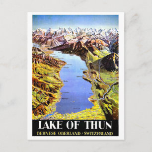 Thunersee kaart, Berner Oberland, Zwitserland Briefkaart