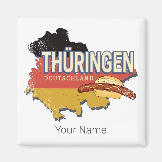 Thüringen Duitsland Retro Federal State Kaart Magneet (Voorkant)