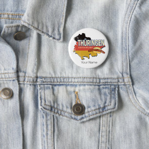 Thüringen Duitsland Retro Federal State Kaart  Ronde Button 5,7 Cm
