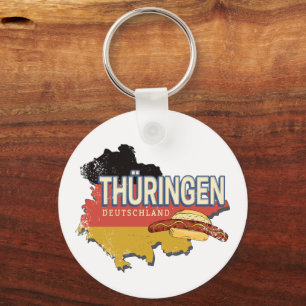 Thüringen Duitsland Retro Federal State Kaart Sleutelhanger