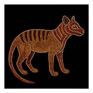 Thylacine Spirit – Traditionele Aboriginal Pot Pai Perfect Poster