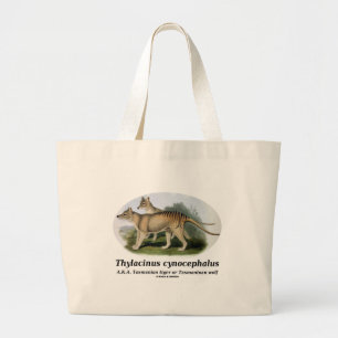 Thylacinus cynocephalus (Tasmaanse tijger of wolf) Grote Tote Bag