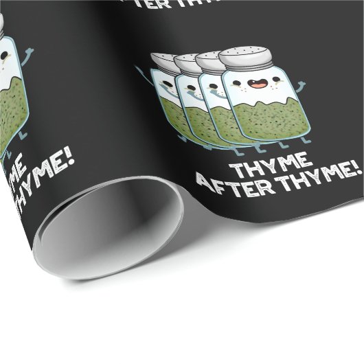 Thyme After Thyme Funny Herb Pun Dark BG Cadeaupapier (Rol Hoek)