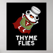 Thyme Flies Funny Herb Pun Dark BG Poster (Voorkant)