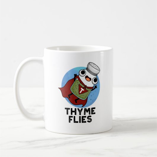 Thyme Flies Funny Herb Pun Koffiemok (Links)