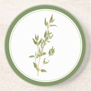THYME FRAIS Dessous de verre en grès arrondi (-tex