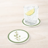 THYME FRAIS Dessous de verre en grès arrondi (+tex (Côté)