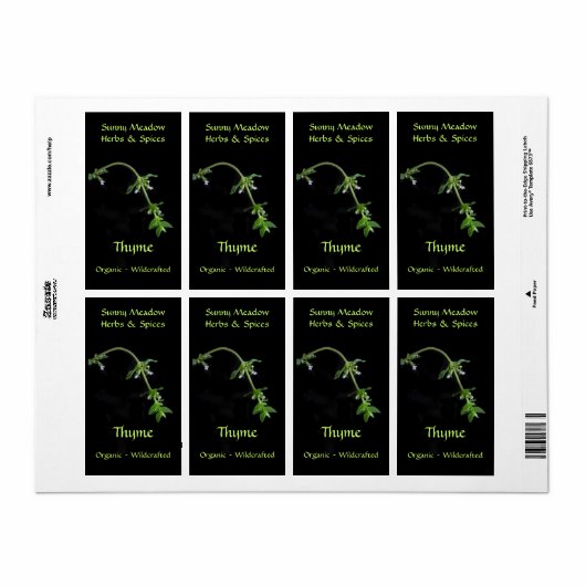 Thyme Herbal Labels (Full Sheet)