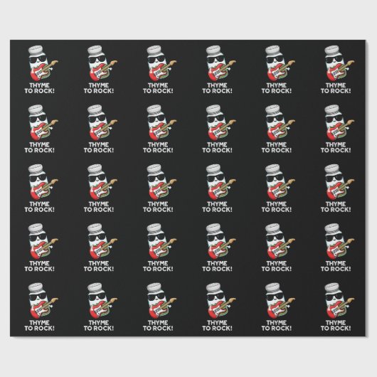 Thyme to Rock Funny Herb Pun Dark BG Cadeaupapier (Vlak)