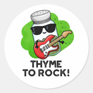 Thyme to Rock Funny Herb Pun Ronde Sticker