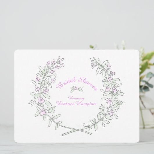 Thyme wreath art nuptiale douche invitation (Debout devant)