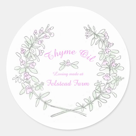Thyme wreath art Thyme huile sticker (Devant)