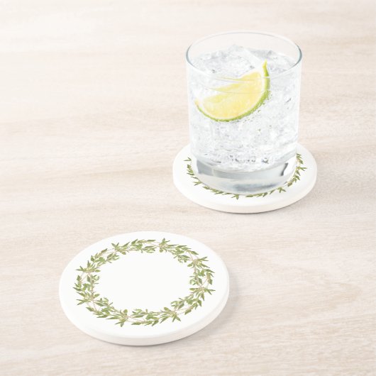 THYME WREATT Dessous de verre rond de grès (Côté)