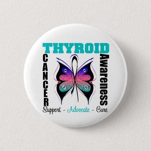 Thyroid Cancer Awareness Butterfly Ronde Button 5,7 Cm (Voorkant)