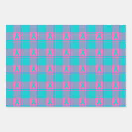 Thyroid Cancer Awareness Plaid Teal Ribbon Inpakpapier Vel