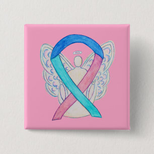 Thyroid Cancer Awareness Ribbon Angel Button Pins