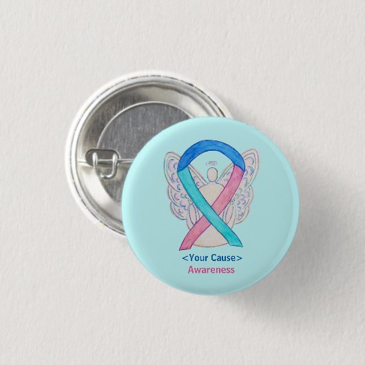 Thyroid Cancer Awareness Ribbon Angel Button Pins (Voorkant /achterkant)