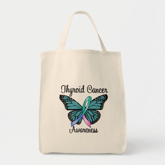 Thyroid Cancer Butterfly Ribbon Tote Bag (Voorkant)
