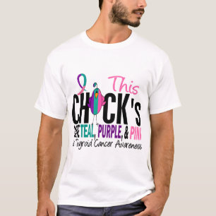 Thyroid Cancer Chick Gone Blauwgroen, Paars en Roz T-shirt