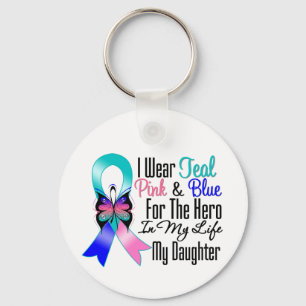 Thyroid Cancer Ribbon Hero Mijn dochter Sleutelhanger